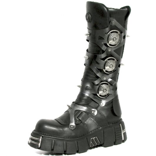 New Rock Boots 735 Itali Negro y Pulik Acero Tower Negro Acero