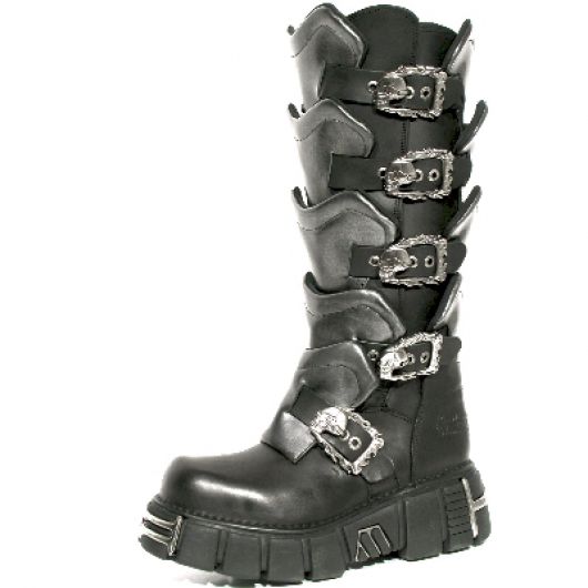 New Rock Boots 738 Itali Negro y Pulik Acero Tower Negro Acero