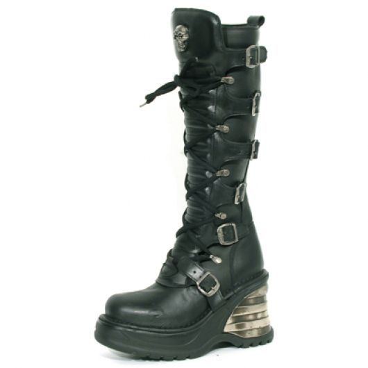 New Rock Boots 8272 S1 Itali Negro Nomada Negro Cuña Bandas Negro