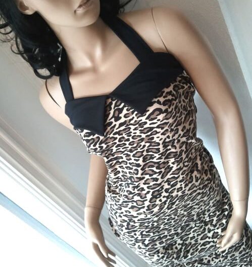 T-Bar Vintage Halter Dress - Leopard