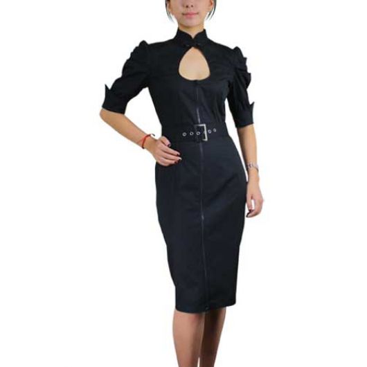 Chicstar Belted Pencil Dress - Black