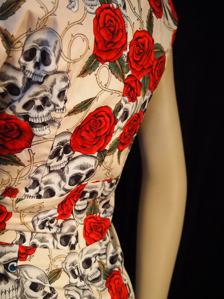 Rockabilly Skulls and Roses Flesh Sweetheart Dress